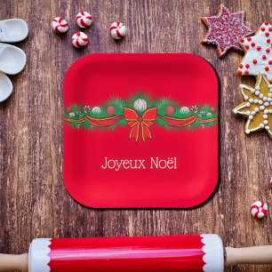  Joyeux Noël  - festive red   Paper Plates