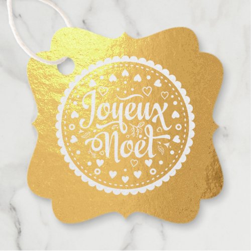 Joyeux Noel french christmas gold typography Foil Favor Tags