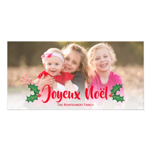 Joyeux Nol French Christmas Holly Photo Card