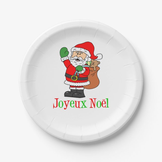 Joyeux Noel French Christmas Paper Plates (Front)