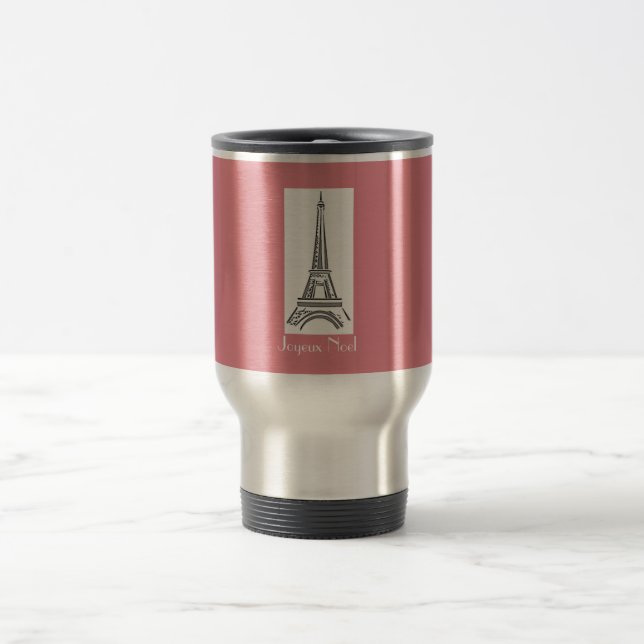 Joyeux Noel French Christmas Pink Eiffel Tower Mug (Center)