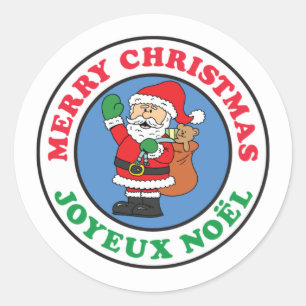 Joyeux Noel French Christmas Santa Classic Round Sticker