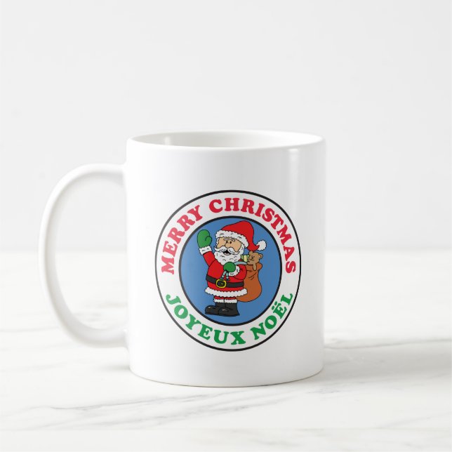 Joyeux Noel French Christmas Santa Coffee Mug (Left)