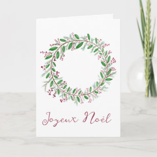 Joyeux Noël, French Christmas Wreath Holiday Card