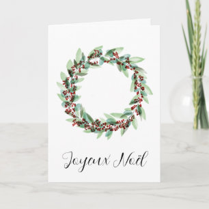 Joyeux Noël, French Christmas Wreath Holiday Card