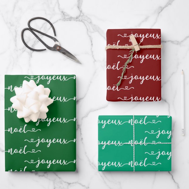 Joyeux Noel French Design  Wrapping Paper Sheets (Front)