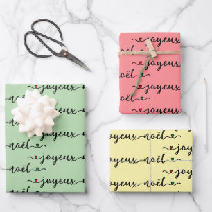 Joyeux Noel French Design Wrapping Paper Sheets