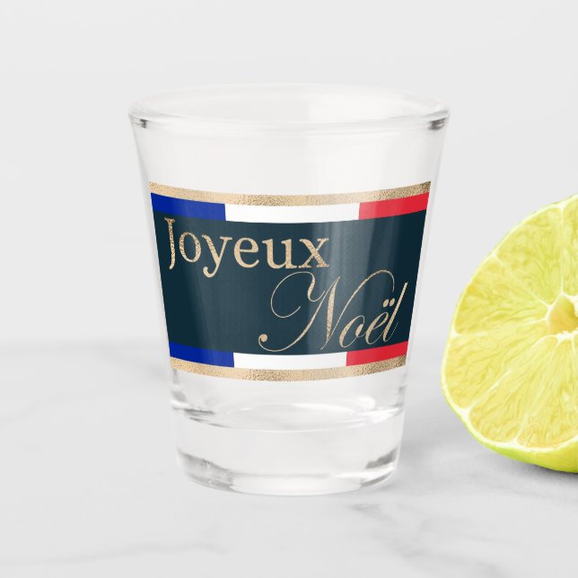 Joyeux Noël French Flag Christmas Shot Glass (Front)