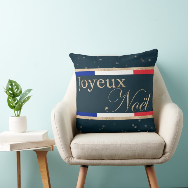 Joyeux Noël French Flag Christmas Throw Pillow (Chair)