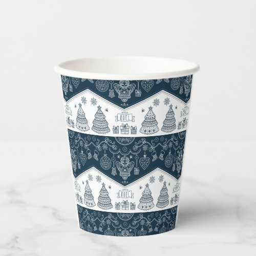 Joyeux Noel French folk art blue white angel Paper Cups