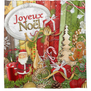 Joyeux Noel ( French Merry Christmas ) Shower Curtain