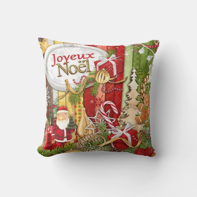 Joyeux Noel ( French Merry Christmas ) Throw Pillow (Front)