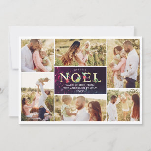 Joyeux Noel French Modern Christmas Photos Collage Holiday Card