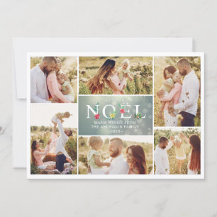 Joyeux Noel French Modern Christmas Photos Collage Holiday Card