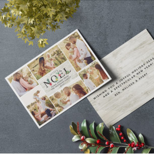 Joyeux Noel French Modern Christmas Photos Collage Holiday Card