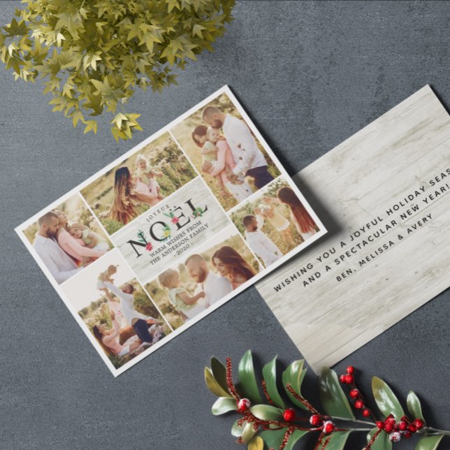 Joyeux Noel French Modern Christmas Photos Collage Holiday Card (Creator Uploaded)