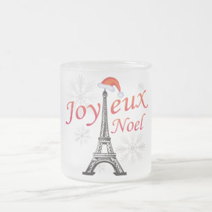 Joyeux Noel Frosted Glass Coffee Mug