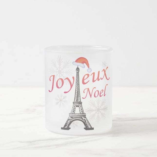Joyeux Noel Frosted Glass Coffee Mug (Center)