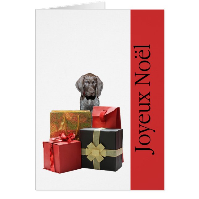 Joyeux Noël  german shorthaired pointer puppy Cards (Front)