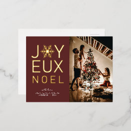 Joyeux Noel Gold Foil Holiday Greeting Postcard
