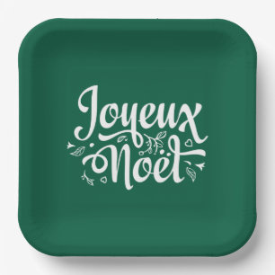 Joyeux Noel Green Paper Plates