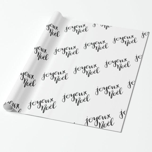 Joyeux Noel | Handwritten Script Holiday Wrapping Paper (Unrolled)