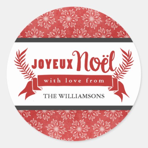 Joyeux Noel Holiday Gift Tag Stickers  Red