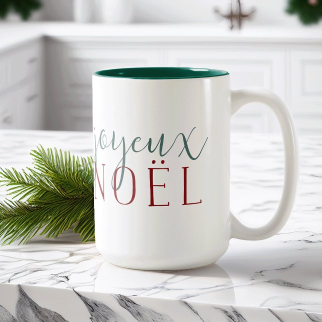 Joyeux Noel Holiday Two-Tone Coffee Mug (Creator Uploaded)