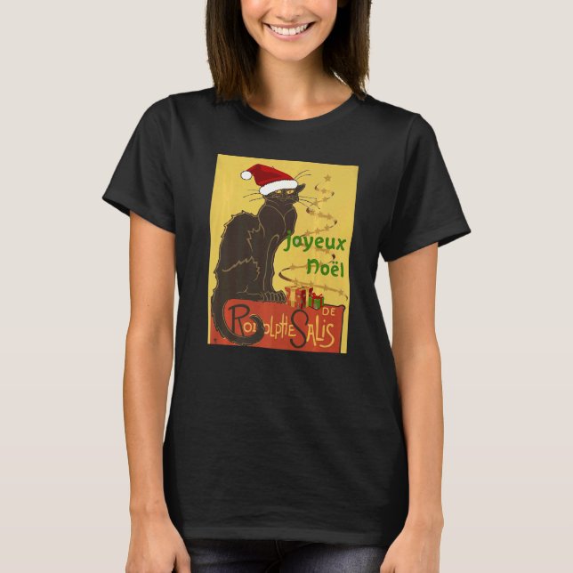 Joyeux Noel Le Chat Noir Christmas Holiday Vector T-Shirt (Front)
