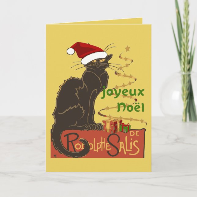 Joyeux Noel Le Chat Noir Christmas Spoof  Holiday Card (Front)
