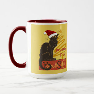 Joyeux Noel Le Chat Noir With Stylized Golden Tree Mug