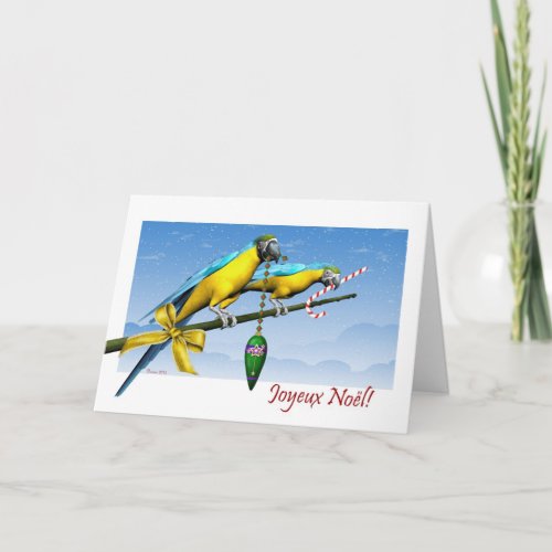 Joyeux Nol Macaw Birds French Christmas Card