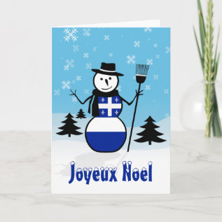 Joyeux Noel Merry Christmas Canada Snowman Quebec Holiday Card at Zazzle