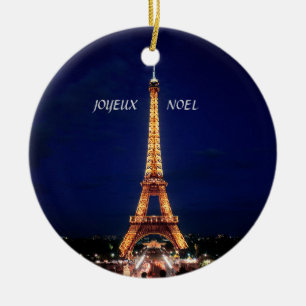 JOYEUX, NOEL  (MERRY CHRISTMAS) CERAMIC ORNAMENT