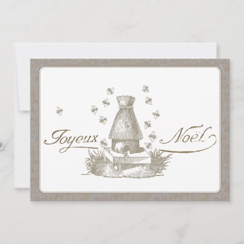 Joyeux Noel Merry Christmas French Hive Bees  Holiday Card