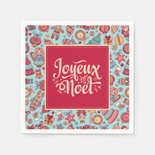 Joyeux Noel Merry Christmas french pattern Napkins