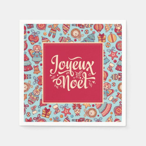 Joyeux Noel Merry Christmas french pattern Napkins