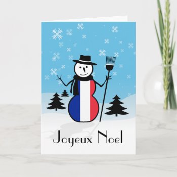 Joyeux Noel Merry Christmas French Snowman France Holiday Card by DigitalDreambuilder at Zazzle