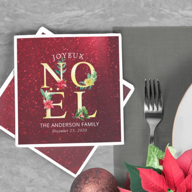 Joyeux Noel Merry Christmas Happy New Year Wishes Napkins (Creator Uploaded)