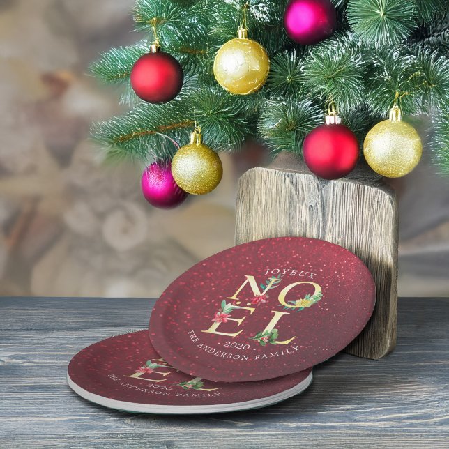 Joyeux Noel Merry Christmas Happy New Year Wishes Paper Plates (Creator Uploaded)