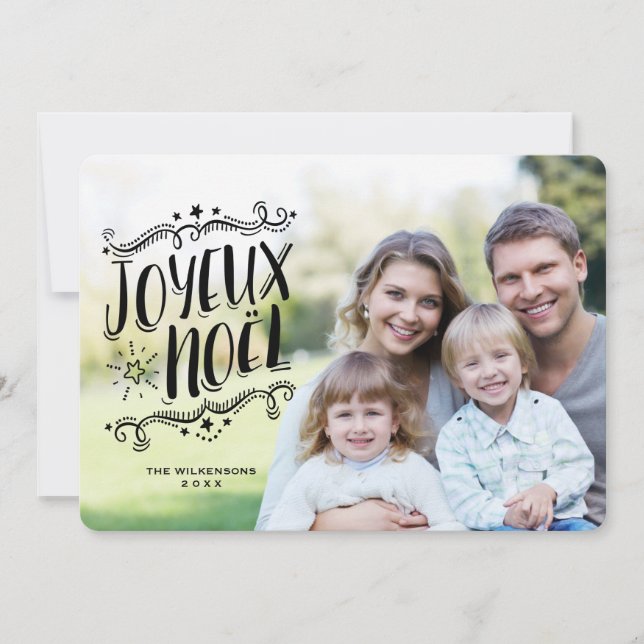 Joyeux Noel Merry Christmas Holiday Photo Card (Front)