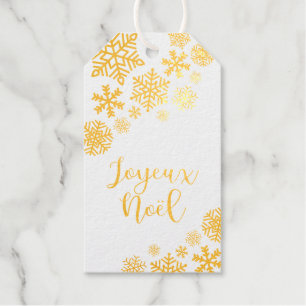 Joyeux Noël Merry Christmas In French, Elegant Foil Gift Tags