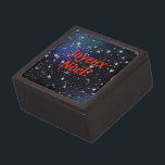 Joyeux Noël! Merry Christmas in French rf Gift Box<br><div class="desc">Joyeux Noël! Merry Christmas in French. White stars on a black and blue night background. Red font</div>