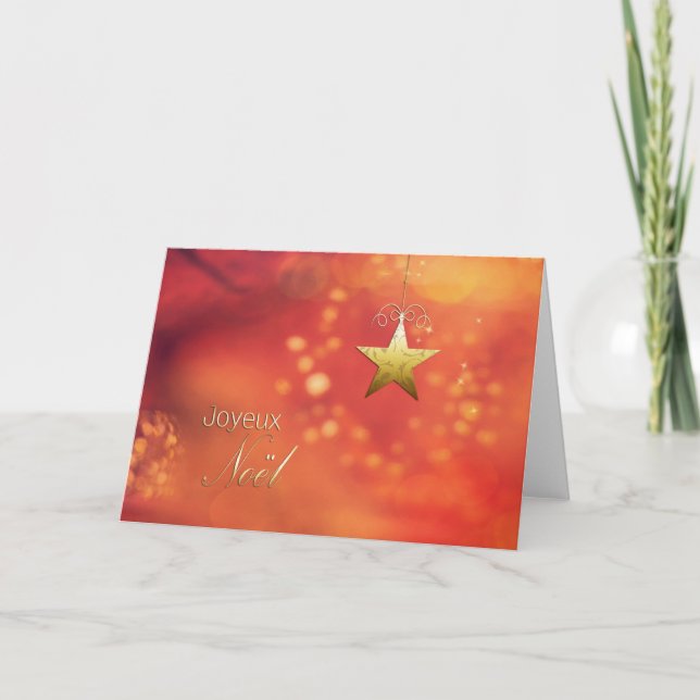 Joyeux Noël, Merry Christmas in French, Star Holiday Card (Front)