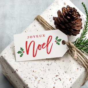 Joyeux Noel Merry Christmas Modern Simple Stylish Gift Tags