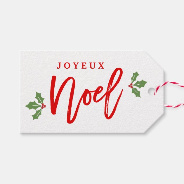Joyeux Noel Merry Christmas Modern Simple Stylish Gift Tags