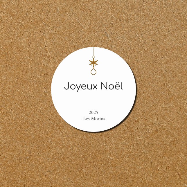 Joyeux Noël – Minimalist Christmas Classic Round Sticker (Creator Uploaded)