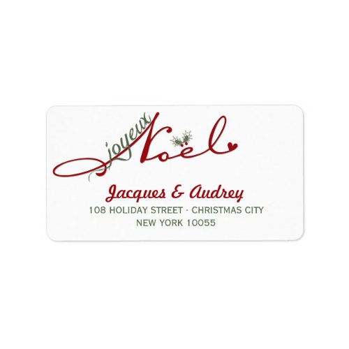 Joyeux Noel Mistletoes Christmas Return Address Label