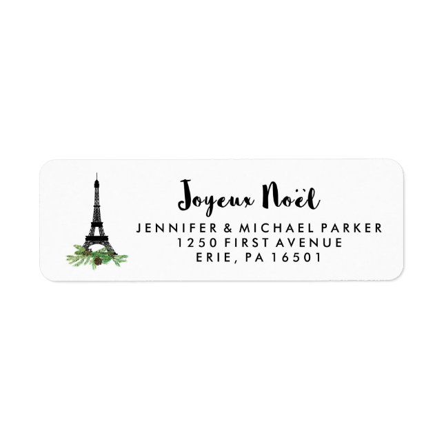 Joyeux Noel Modern French Christmas Label (Front)