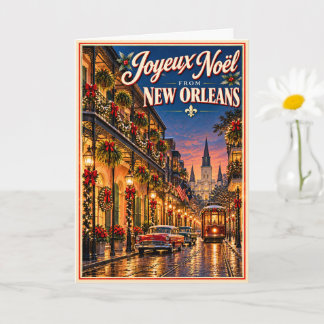 Joyeux Noël New Orleans Vintage Travel Christmas Card